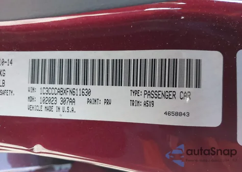 2015 Chrysler 200 Limited from USA, damaged, VIN 1C3CCCABXFN611630